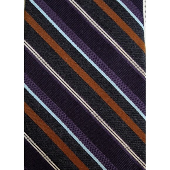 ROBERT TALBOTT Best Of Class Nordstrom Striped Purple Gray Blue Bronze Silk Tie - Picture 4 of 5